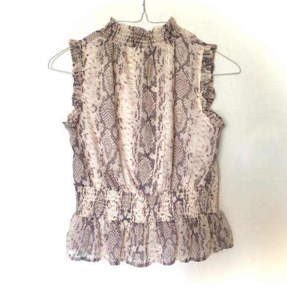 Japna Rattlesnake Print Mockneck Sleeveless Top - Picture 2 of 7